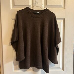 Brown Knit Poncho Sweater ZARA